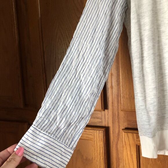 J Crew Scoop Neck Heather Nautical Striped Combo Pullover Sweatshirt - M - Picture 5 of 11